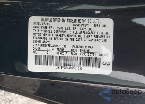 2017 Infiniti Q60 3.0T Premium from USA, damaged, VIN JN1EV7EL4HM551090